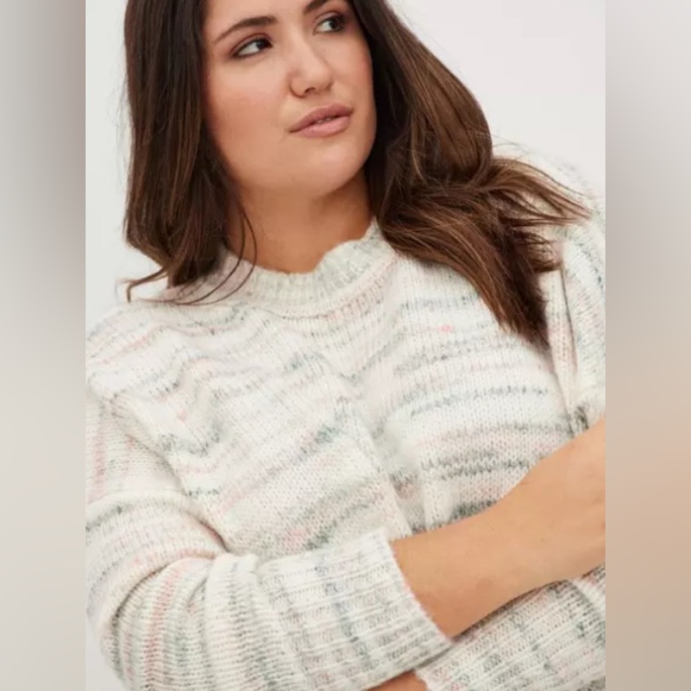 LOWEST🌺 NWT TORRID 2X-3X-4X-5X Multicolor Pastel Crew Neck Sweater - Picture 3 of 9